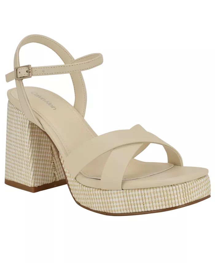Женские босоножки Drancy Block Heel Dress Sandals Calvin Klein, слоновая кость/кремовый