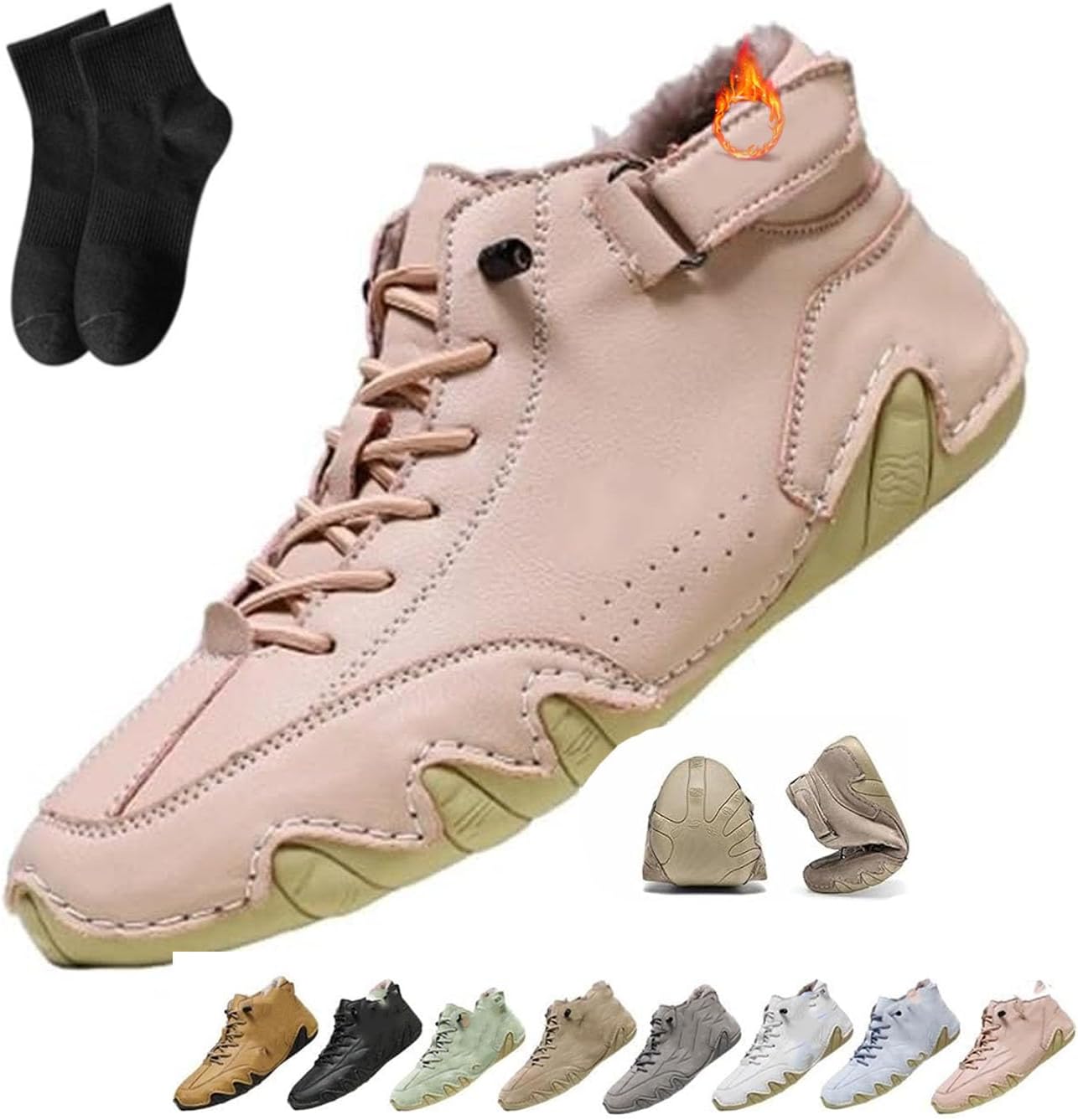 

Мужские ручные премиальные кожаные слипоны для вождения NoworFewer, водонепроницаемые и дышащие, ортопедическая обувь, зимние ботинки с флисом, теплые снежные сапоги, удобные прогулочные кроссовки, розовый