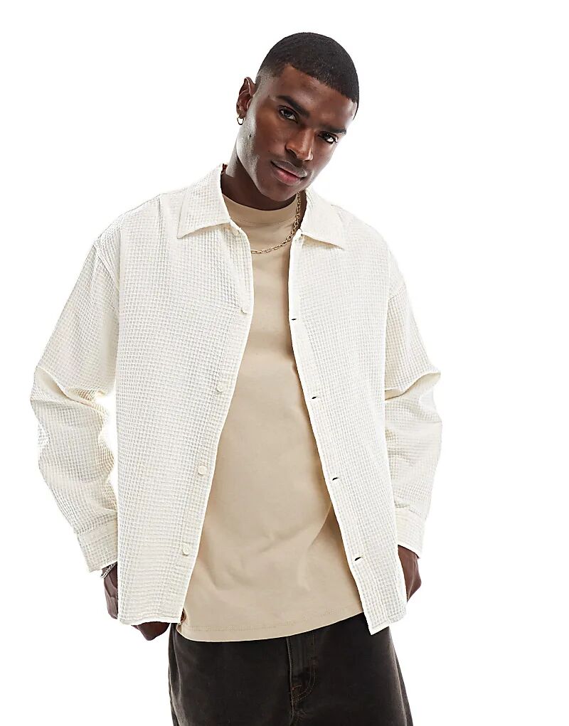 

Свободная фактурная рубашка белого цвета Jack & Jones