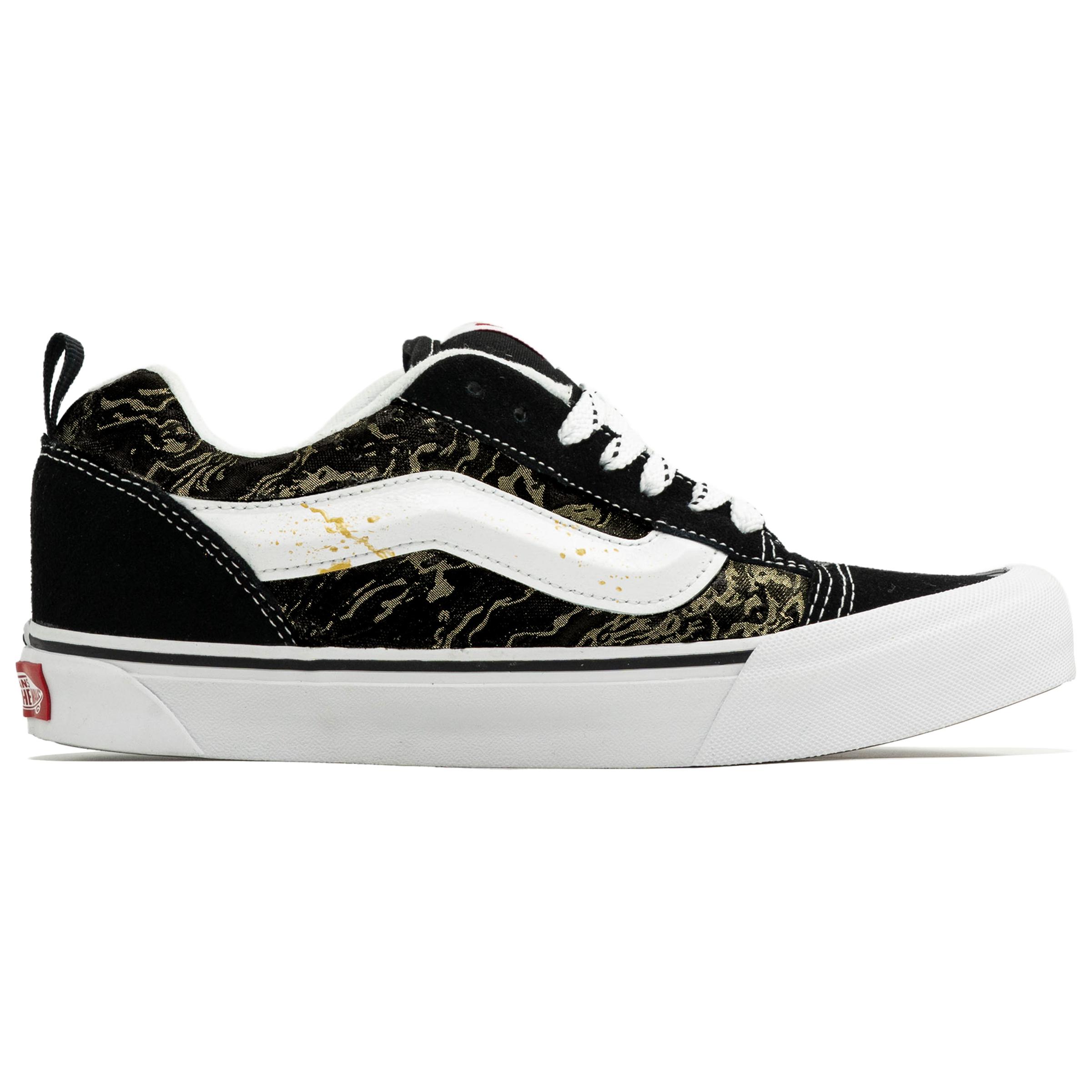 Vans Knu Skool Wan Hua Nong, Позолоченная сумка для покупок, износостойкие низкие кеды для скейтбординга, мужские, черный с белым — фото 4
