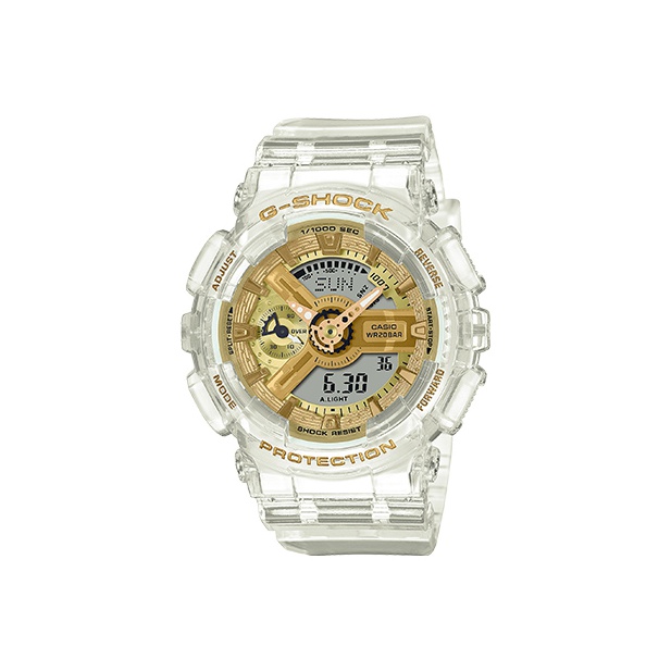 

CASIO Liquid Crystal/Analog Dual Display Series G SHOCK кварцевый механизм, ремешок из смолы, часы унисекс, циферблат Gold