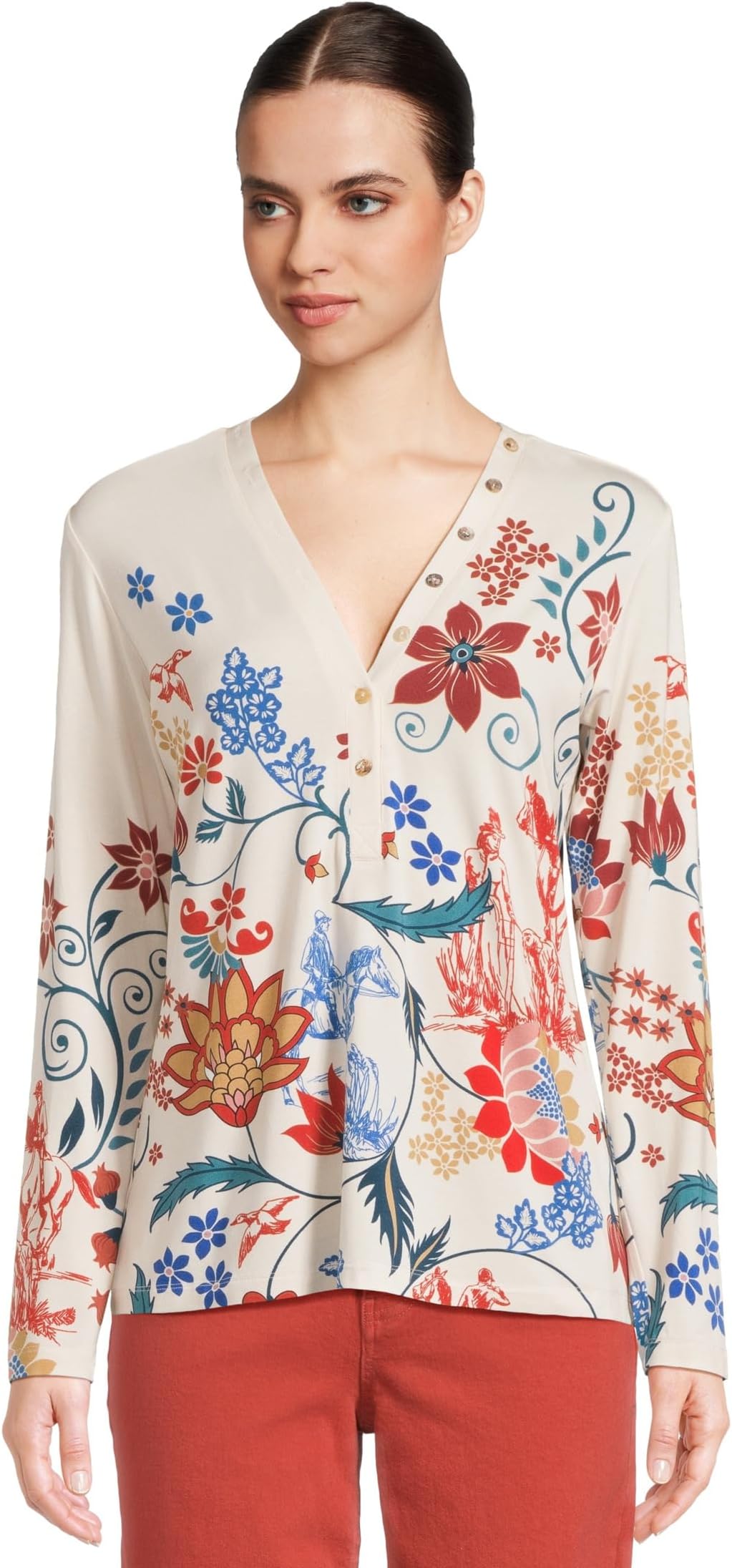 

Лонгслив Johnny Was The Janie Favorite Long Sleeve Button Henley, цвет Prazer Print