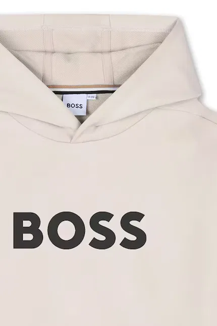 Худи детское из мягкого трикотажа BOSS, бежевый — фото 4