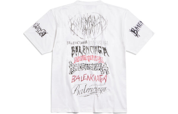 Футболка diy metal t-shirt 'white black red' Balenciaga, белый — фото 2