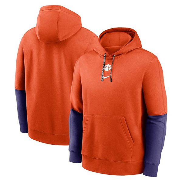 Мужская оранжево-фиолетовая толстовка с капюшоном Clemson Tigers Sideline Club Nike