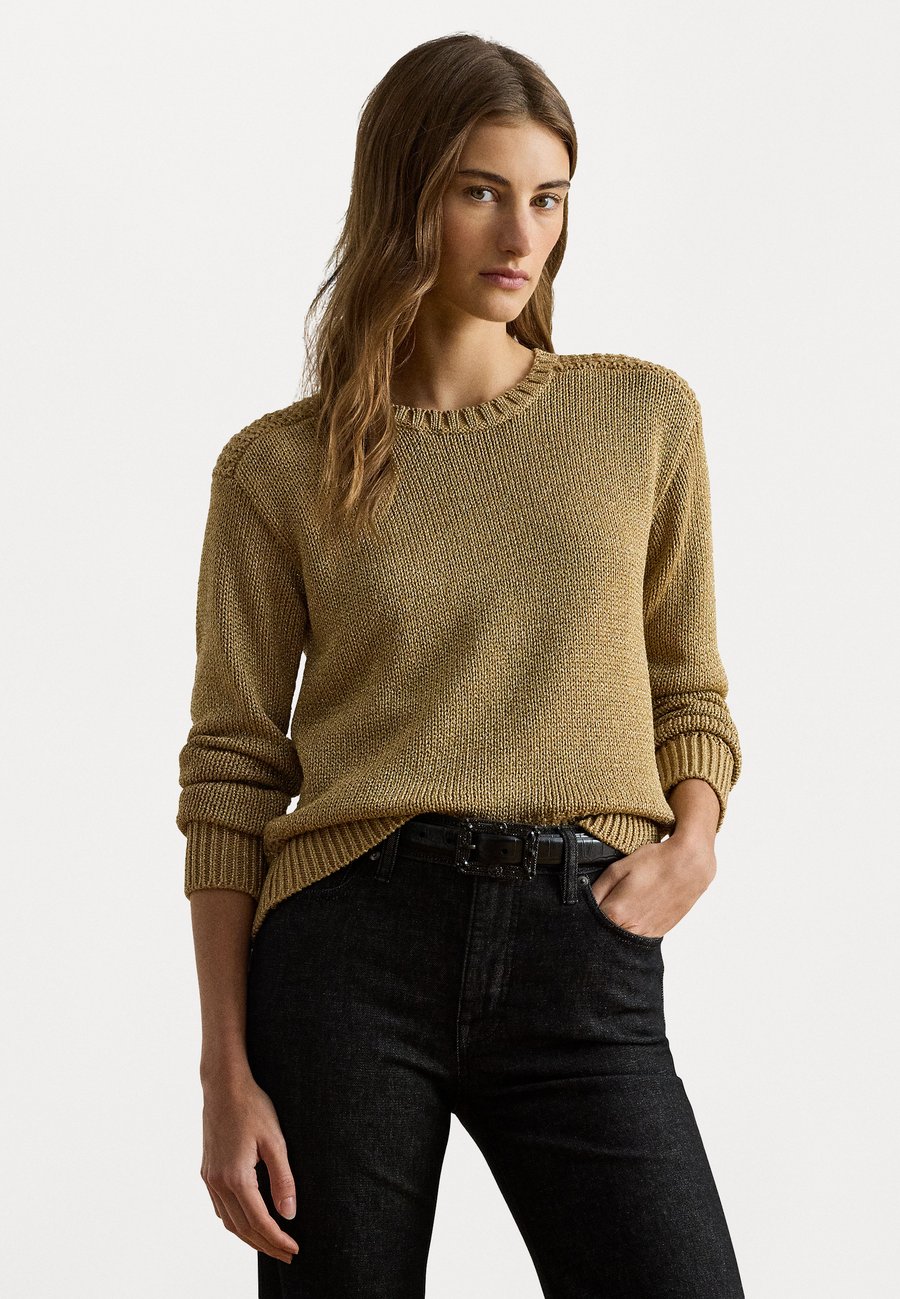 

Джемпер Lauren Ralph Lauren METALLIC COTTON-BLEND CREWNECK SWEATER, Relic Gold/Gold-Coloured