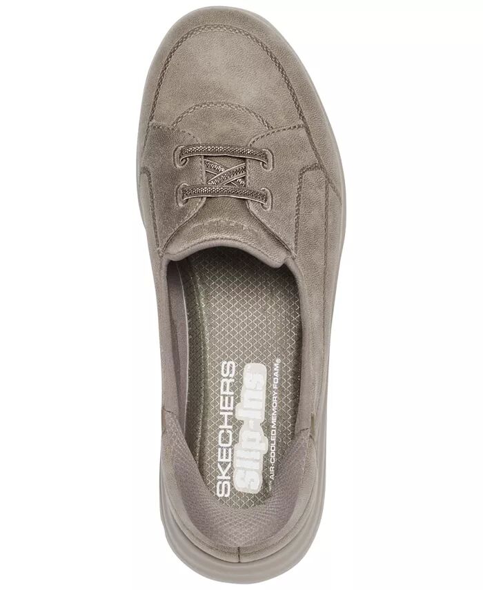 Женские кроссовки: удобные кроссовки из кожи Flex для ходьбы от Finish Line Skechers, коричневый/бежевый — фото 3