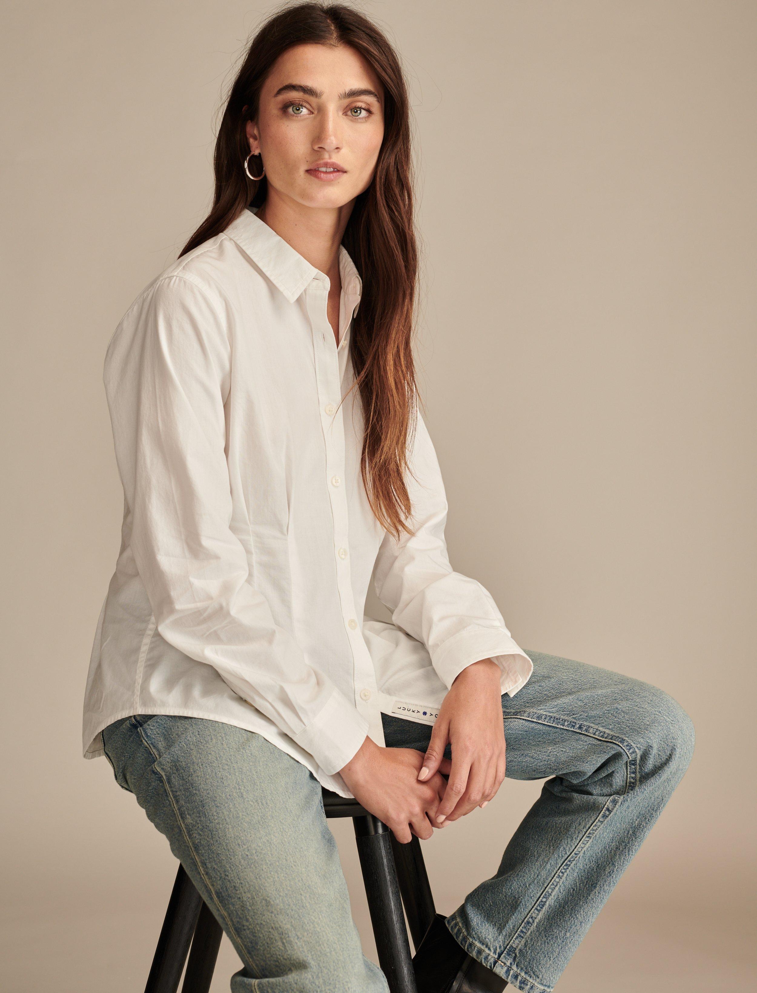

Женская рубашка Lucky Brand с баской и пуговицами, белый