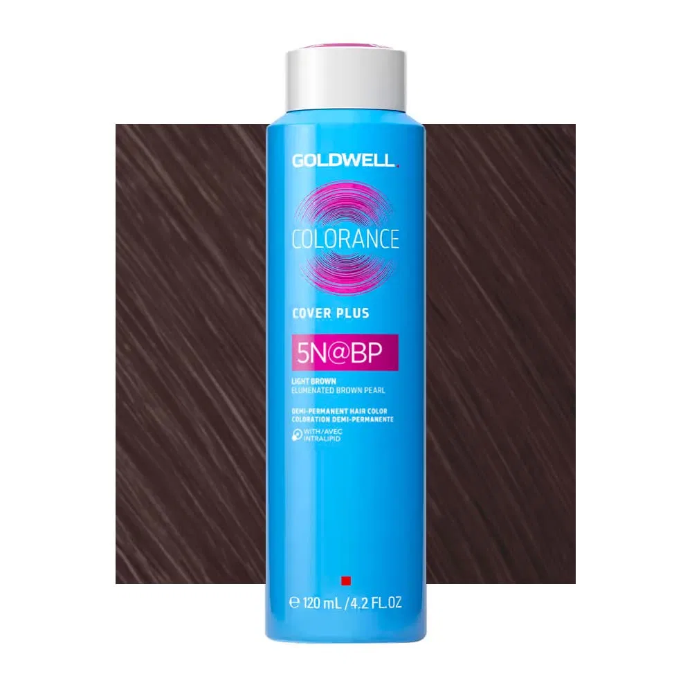 Стойкая краска для волос «Colorance Cover Plus 5N@BP Light Brown Elumenated Brown Pearl» от GOLDWELL, 120 мл Goldwell