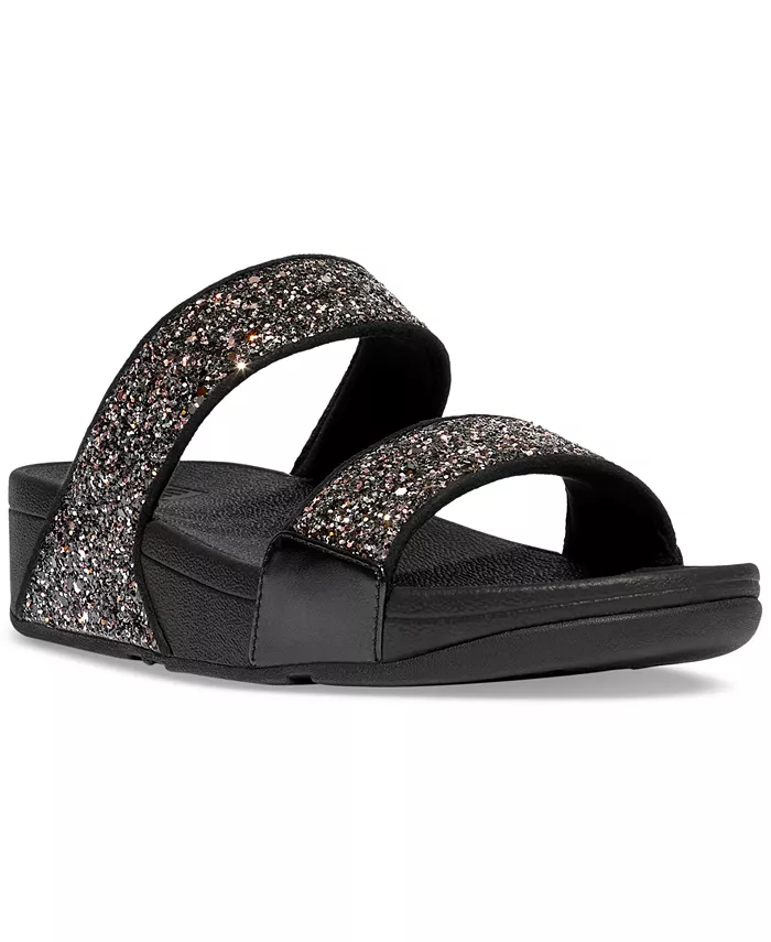 Женские босоножки-танкетки Lulu Multi-Tonal Glitter FitFlop, черный