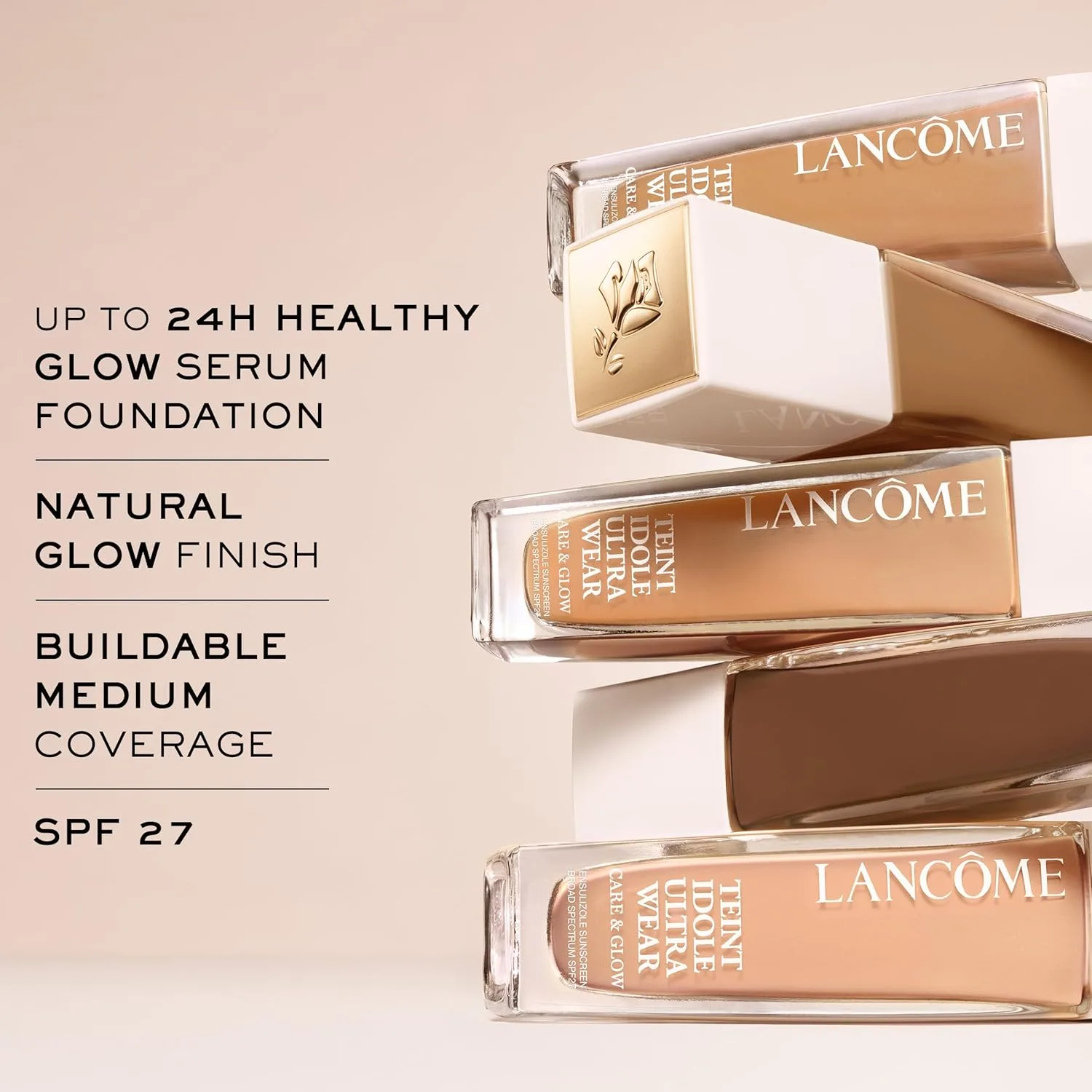 Тональный крем Lancôme Teint Idole Ultra Wear Care & Glow Longwear Foundation с SPF 27, увлажняющий, со средней степенью покрытия, которое можно наслаивать, и сияющим финишем., 530W: deep with warm golden red undertones — фото 3