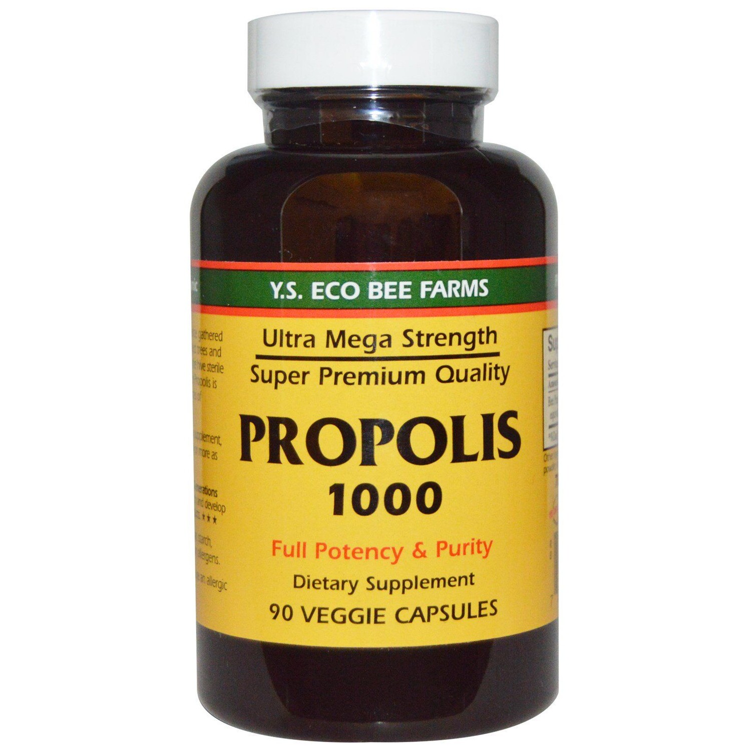 

Y.S. Eco Bee Farms Прополис 1000 500 mg 90 овощных капсул