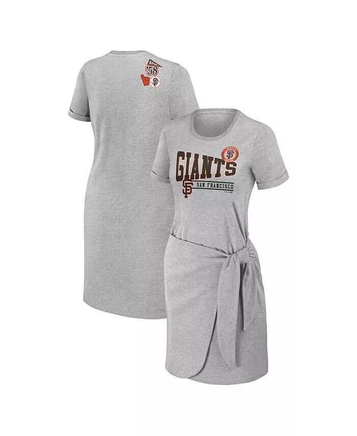 

Женское платье-футболка с узлом серого цвета San Francisco Giants Wear By Erin Andrews