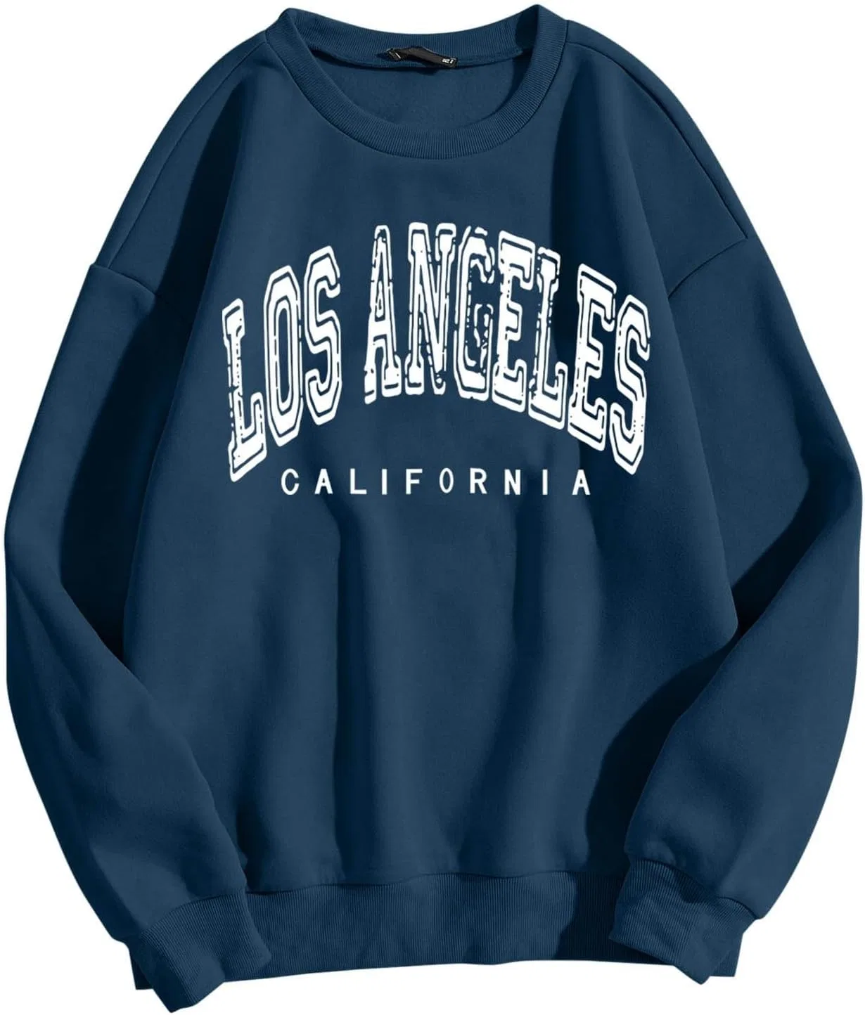 Generic Женский свитшот большого размера Los Angeles с круглым вырезом и буквенным принтом, свободного кроя, модный топ, A03-Navy