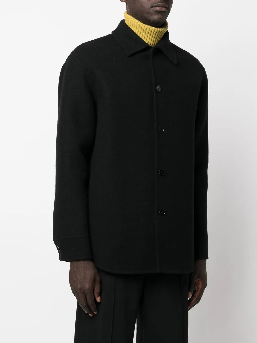 Шерстяная куртка-рубашка на пуговицах JIL SANDER, черный — фото 3