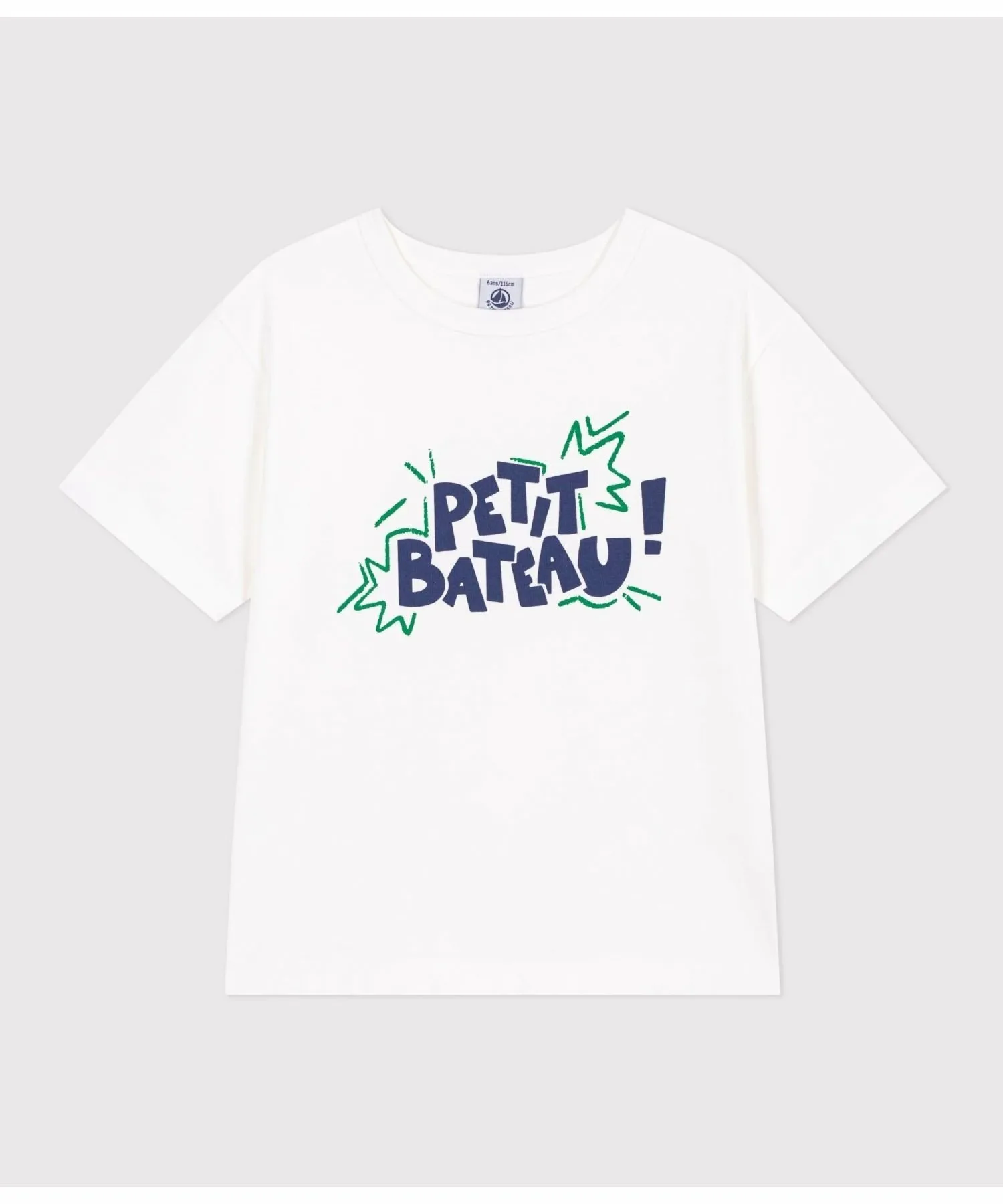 Хлопковая футболка с коротким рукавом и принтом PETIT BATEAU, Off-white/multicolor