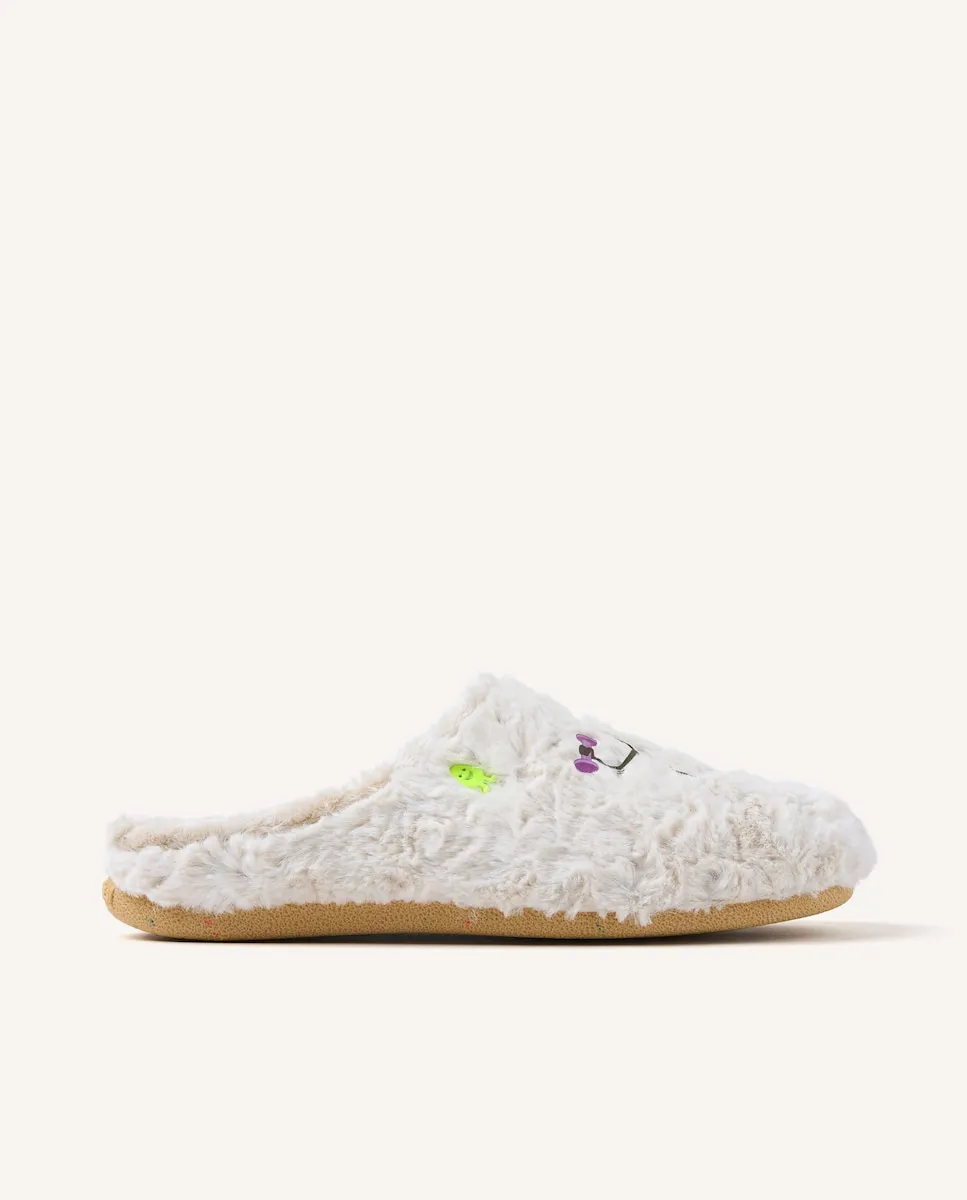 

Мужские домашние тапочки с рисунком, надписью и мягкой меховой стелькой Hot Potatoes, белый