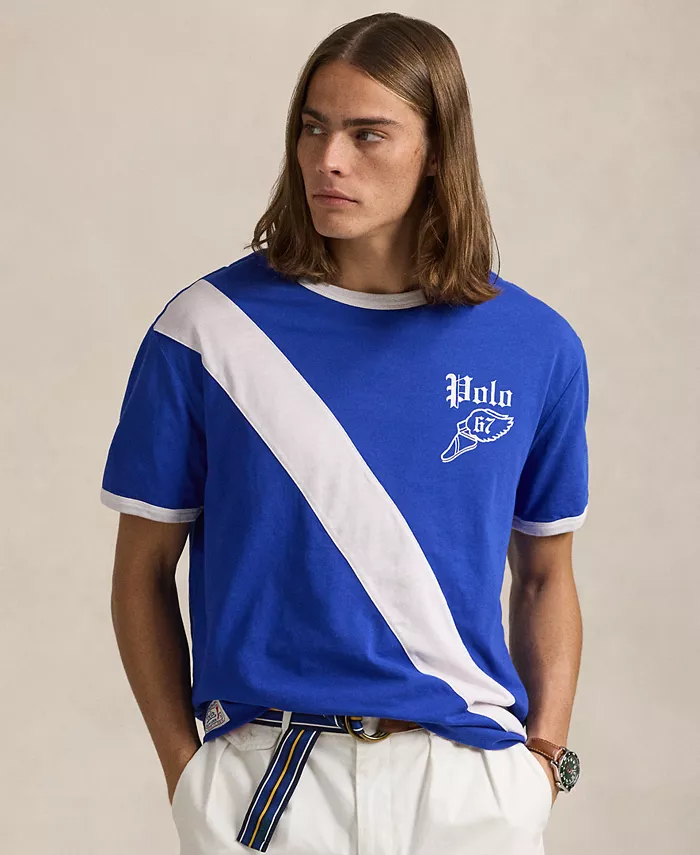 

Мужская классическая реверсивная футболка из джерси Polo Ralph Lauren, синий