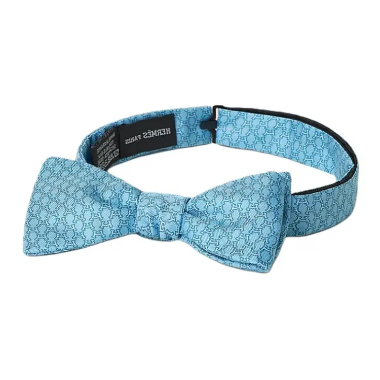 

HERMES Шелковый галстук унисекс голубого цвета, Teal Blue