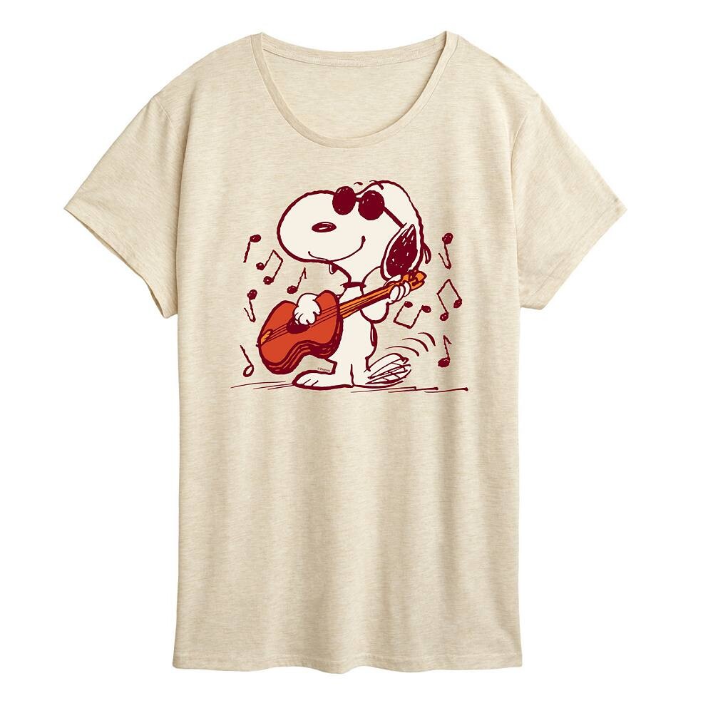 

Женская футболка с рисунком гитары Peanuts Snoopy Joe Cool Licensed Character, бежевый