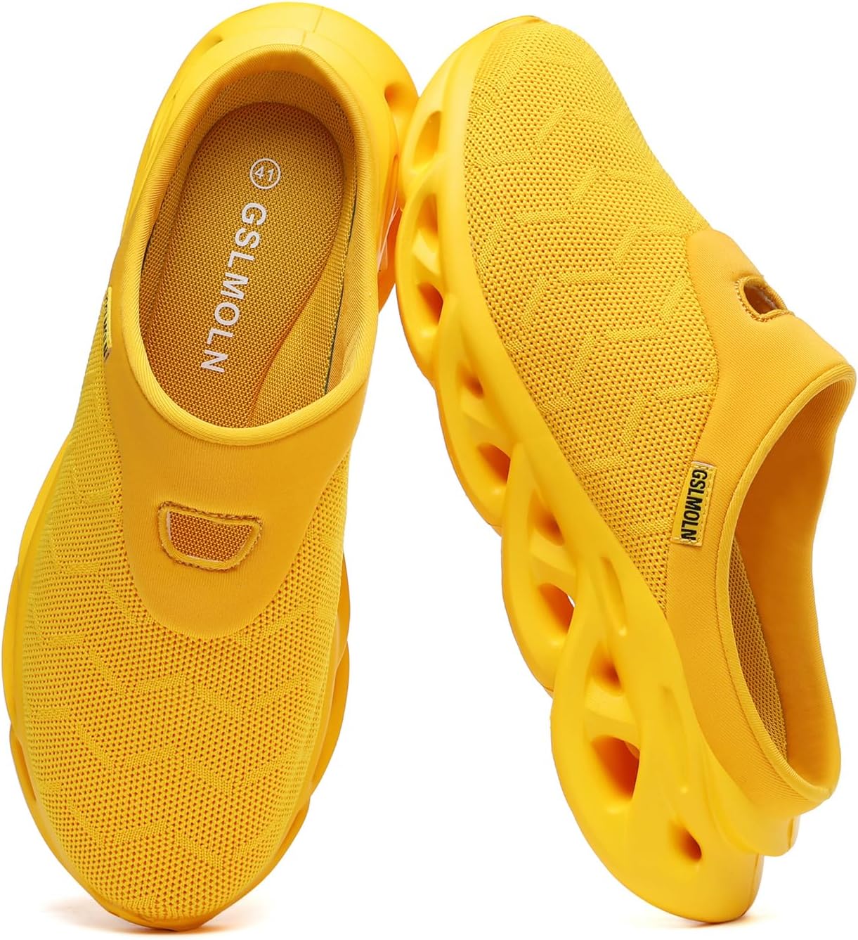 

Jakcuz Men Slip On Mules Легкие кроссовки с открытой пяткой Дышащие прогулочные туфли, желтый