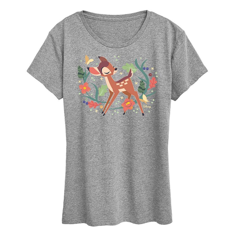

Женская футболка с рисунком растений Disney's Bambi, цвет Heather Gray