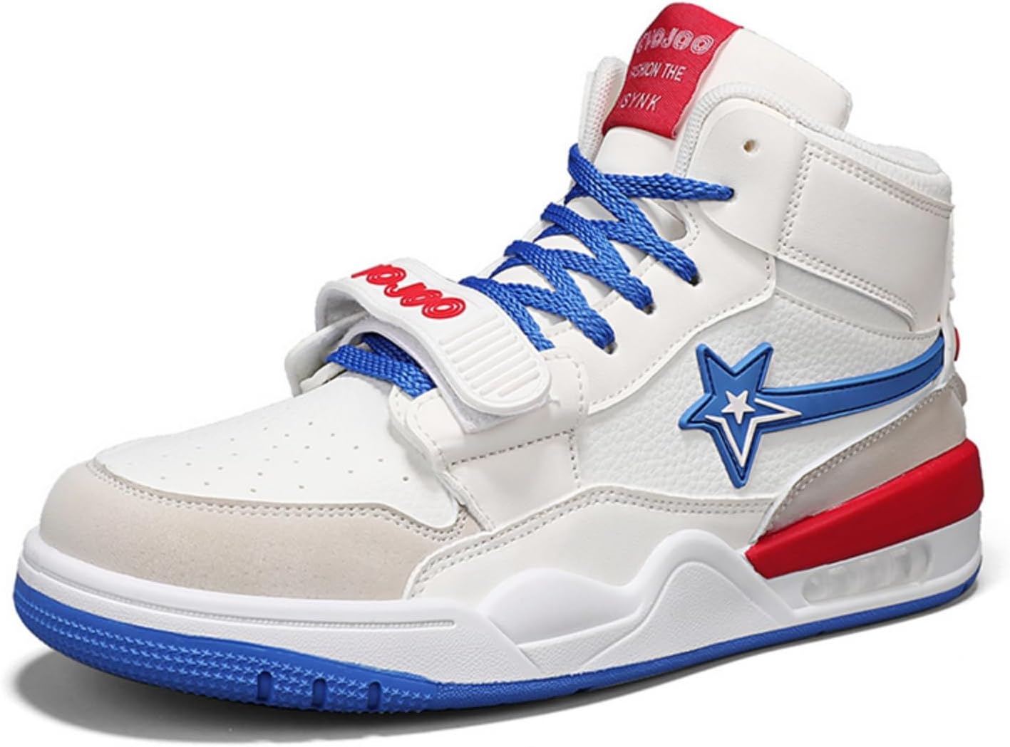 

Мужские кроссовки в ретро-стиле - верх из сетки и замши, поношенная резиновая промежуточная подошва, контрастная строчка - стильный выбор для повседневных встреч, уличной моды и винтажной эстетики Kpdwfms, белый/синий