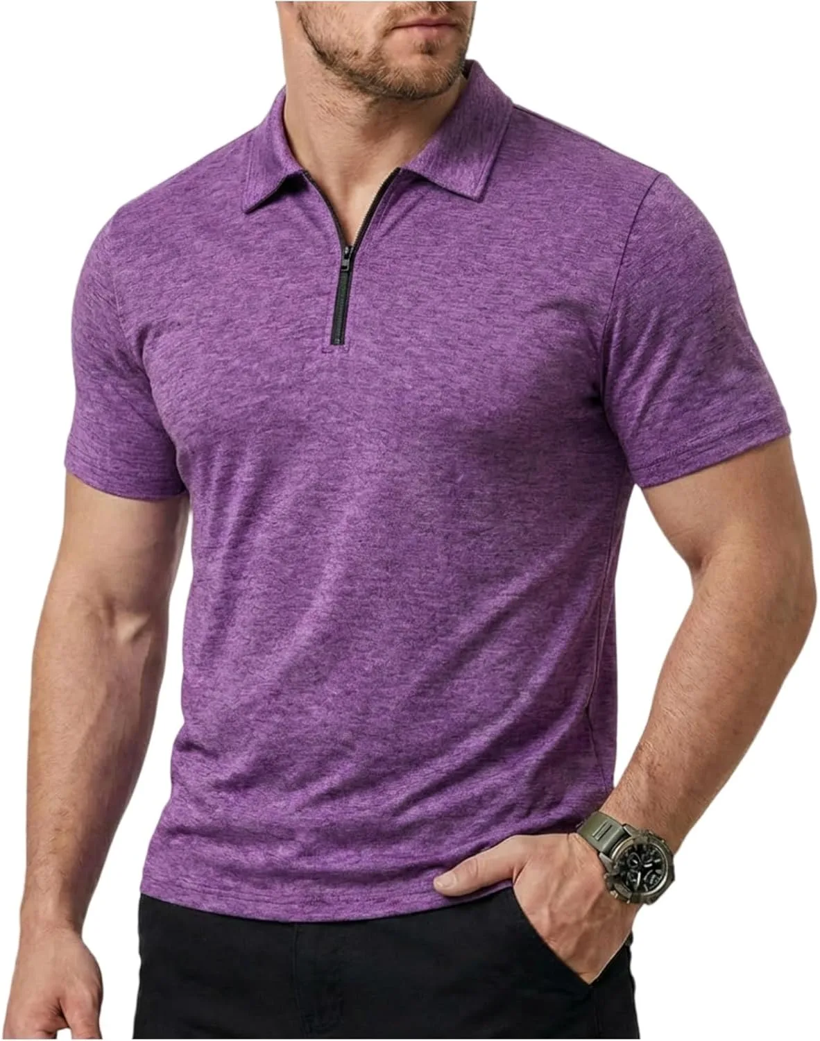 

Поло для мужчин Mock Neck с молнией