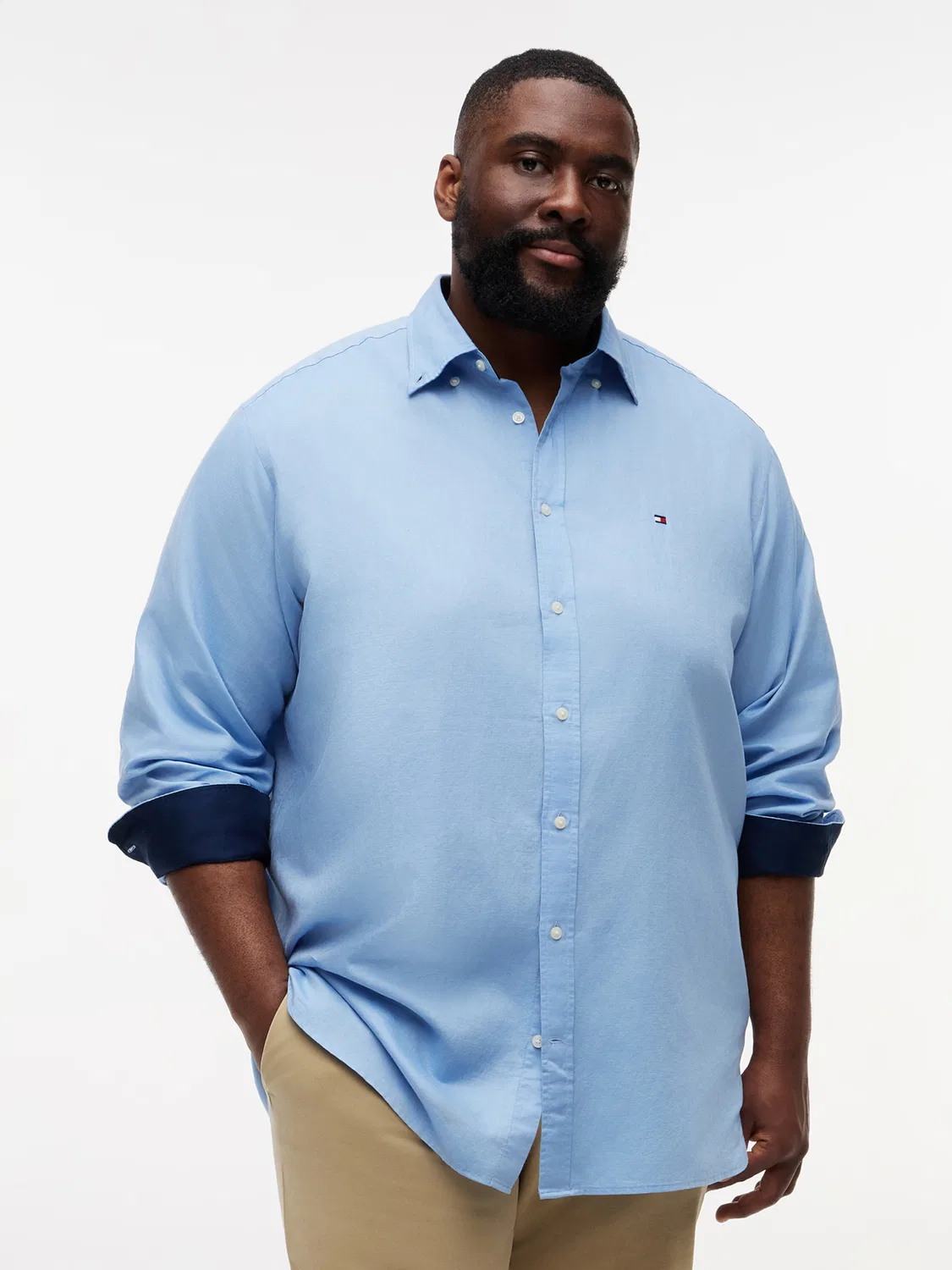Рубашка на пуговицах стандартного кроя Tommy Hilfiger Big & Tall, Navy/Sky Blue — фото 2