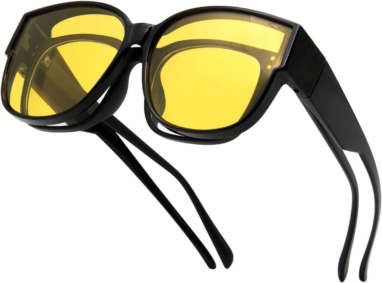 

Поляризованные солнцезащитные очки LJCZKA для женщин и мужчин, надеваемые поверх очков, увеличенного квадратного размера, с защитой от УФ-излучения UV400, Brightblacknightvision