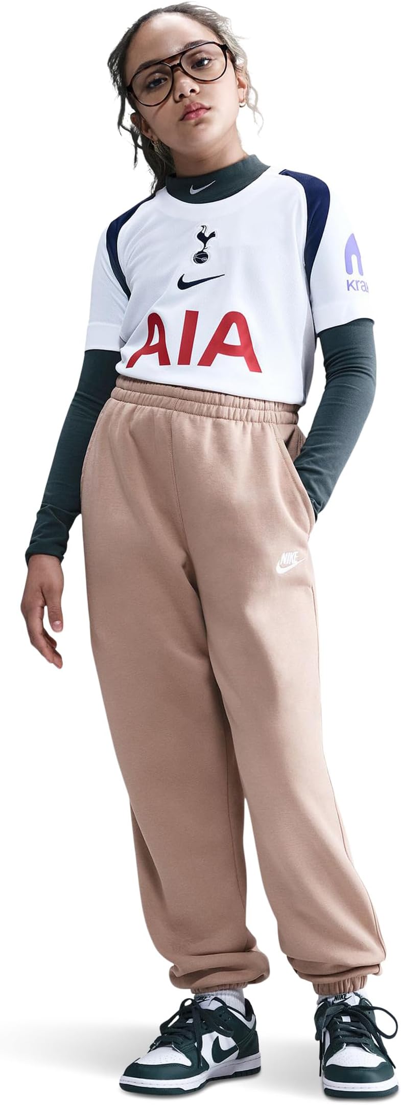 

Брюки Nike Kids Club Fleece Loose Pants, цвет Hemp/Hemp/White