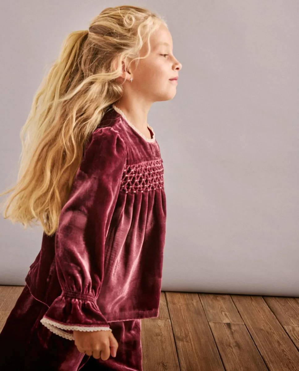 

Блузка-смок однотонная для девочки из бархатной ткани Coconut El Corte Inglés, бордовый