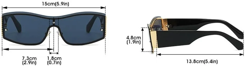 

Роскошные цельные солнцезащитные очки для мужчин и женщин, модные солнцезащитные очки без оправы, женские очки с защитой от УФ-излучения UV400 TKKTLLT, Gold-black