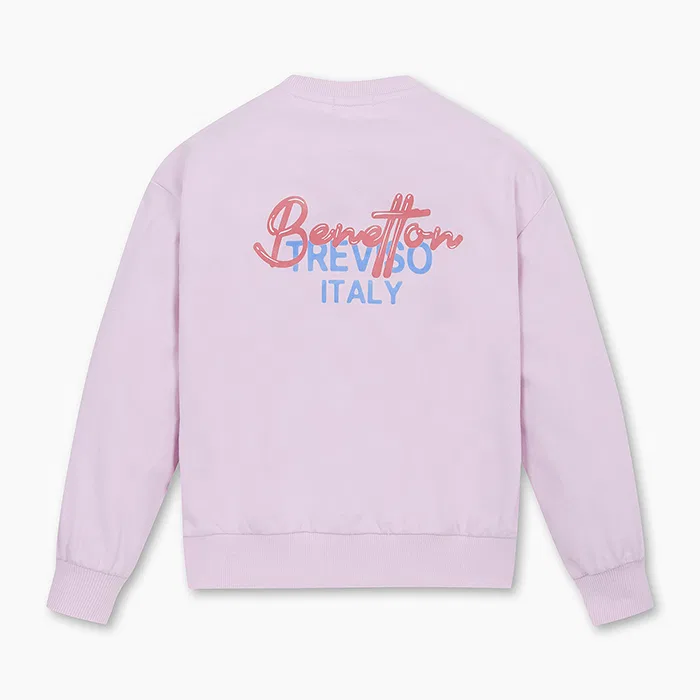 Детский лавандовый свитшот с логотипом от Benetton Kids — фото 2