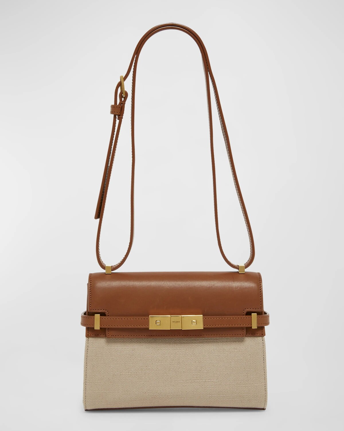 

Миниатюрная сумка через плечо Manhattan из холста и кожи Saint Laurent, цвет Desert/Dust Brick