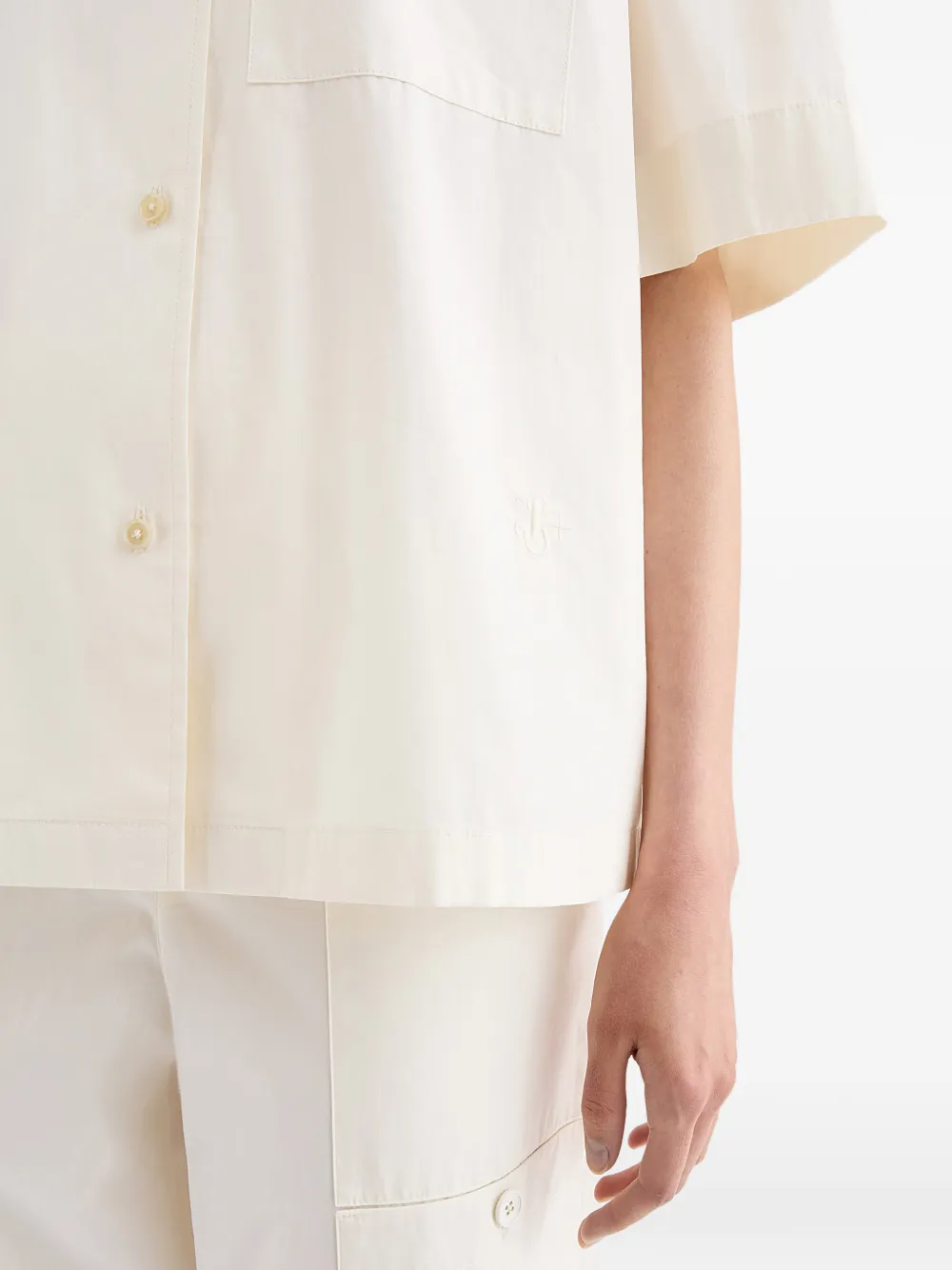 Рубашка из хлопкового поплина с накладным карманом Jil Sander, молочно-белый — фото 2