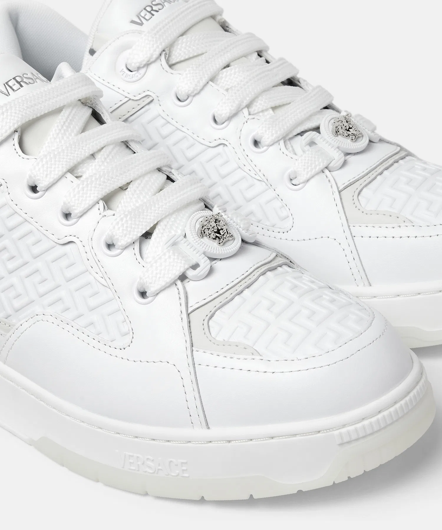 Мужские белые кожаные кроссовки VERSACE Biggie Basket