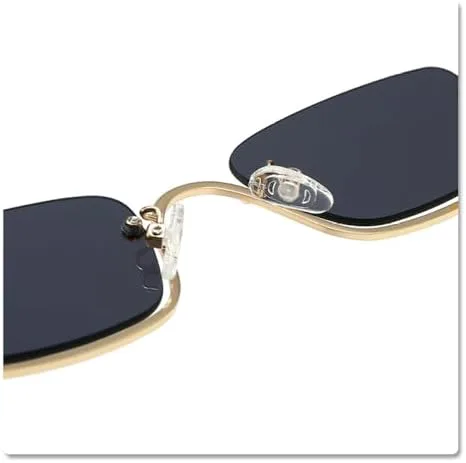 

Модные маленькие квадратные солнцезащитные очки для женщин, металлические очки в полуободковой оправе, винтажные черные и розовые оттенки MTZJH, Gold Yellow