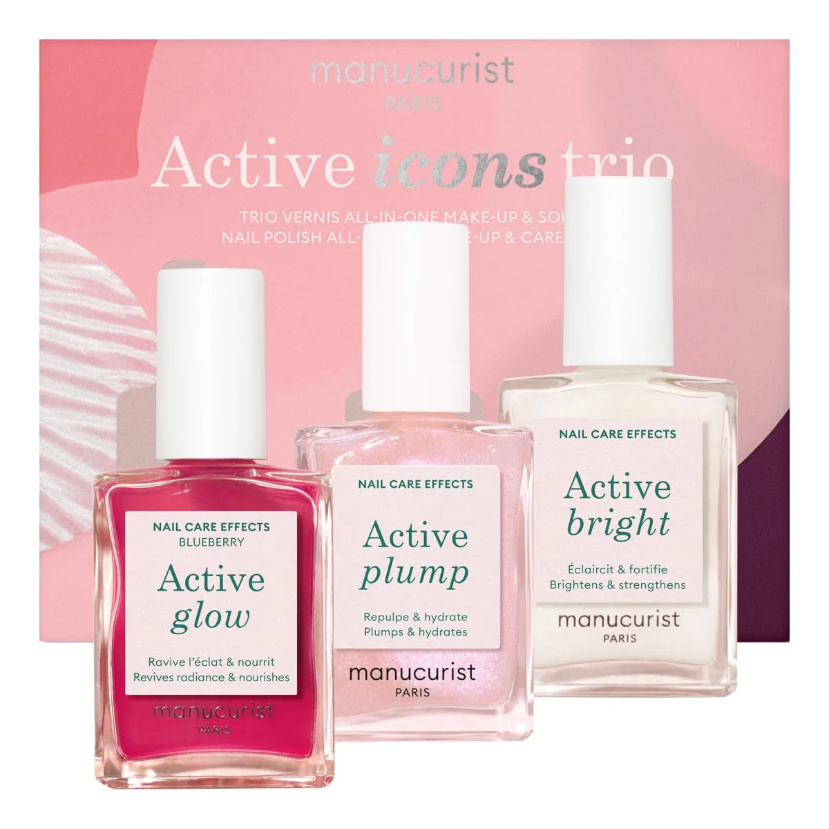 Набор лаков для ногтей Manucurist Active Icons Trio Manucurist, Bluebrry, Shine, Plump