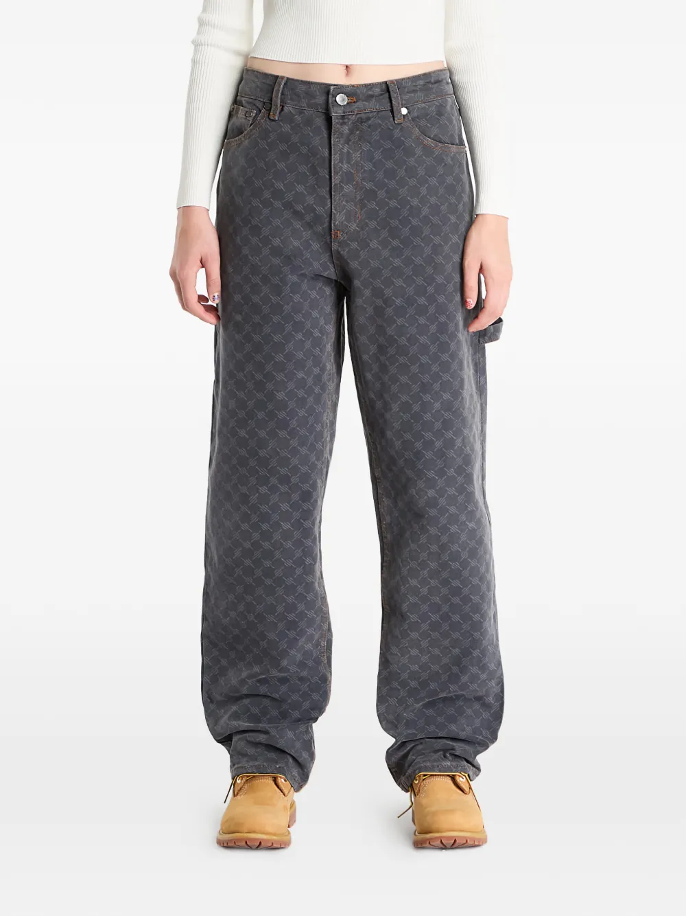 

Джинсы в рабочем стиле с монограммой Daily Paper, серый