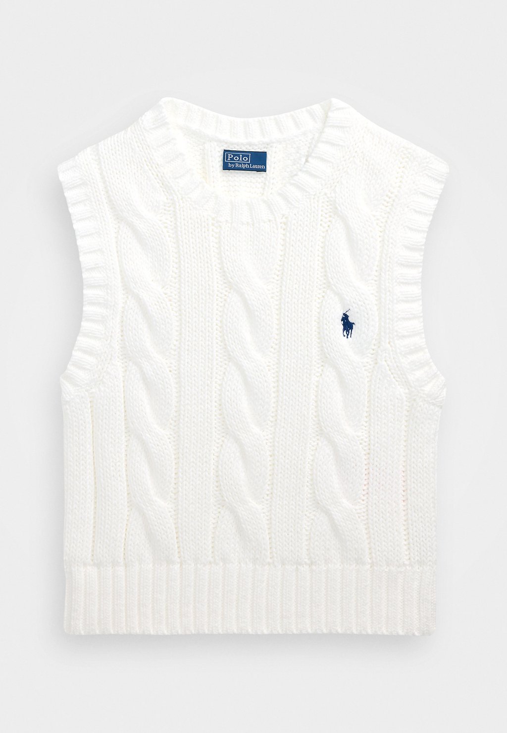 Свитер CABLE KNIT COTTON CREWNECK SWEATER VEST Polo Ralph Lauren, белый — фото 4