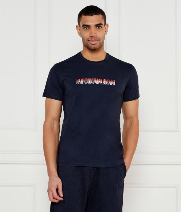 

Футболка Emporio Armani с двойным логотипом, синий