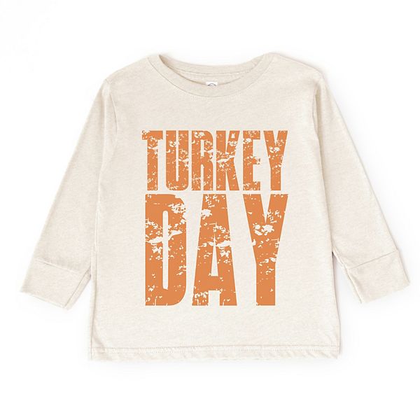 

Футболка с длинным рукавом Turkey day block distressed для малышей The Juniper Shop, Natural