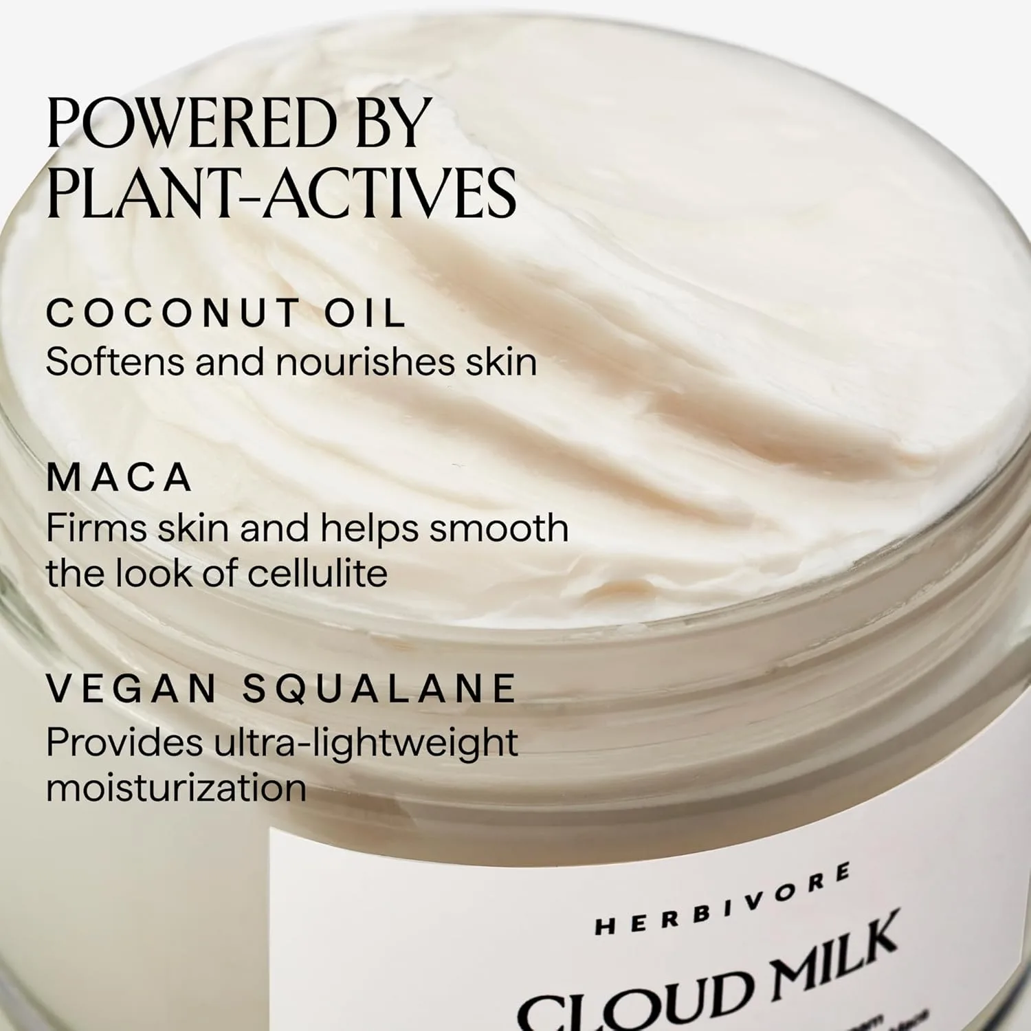 Укрепляющий крем для тела HERBIVORE Cloud Milk с кокосом и макой | Быстро впитывающийся увлажняющий крем для более гладкой и упругой кожи | Веганский, подходит для всех типов кожи, 195 мл / 6,6 унций — фото 3