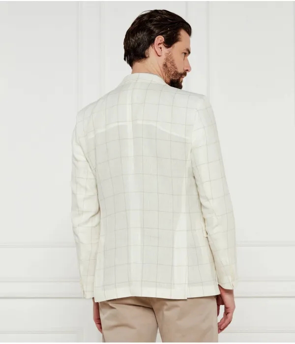 Элегантный льняной пиджак h-hutson-233 Slim fit Boss, бежевый — фото 3