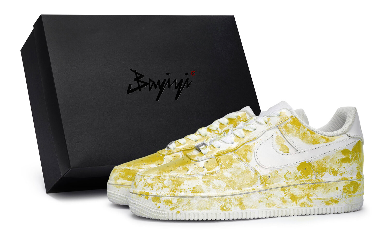 

Nike Air Force 1 Sky Halo Radiant Yellow противоскользящие лоу-топ скейтбордские кроссовки унисекс бело-желтые, цвет White Yellow