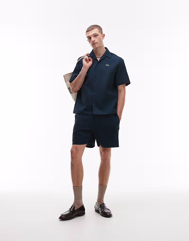 

Вафельные шорты Lacoste co-ord темно-синего цвета