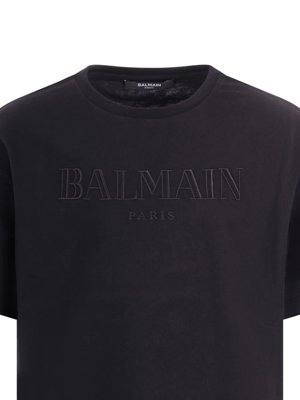 Футболка с вышивкой и пуговицей Balmain Kids, черный — фото 3