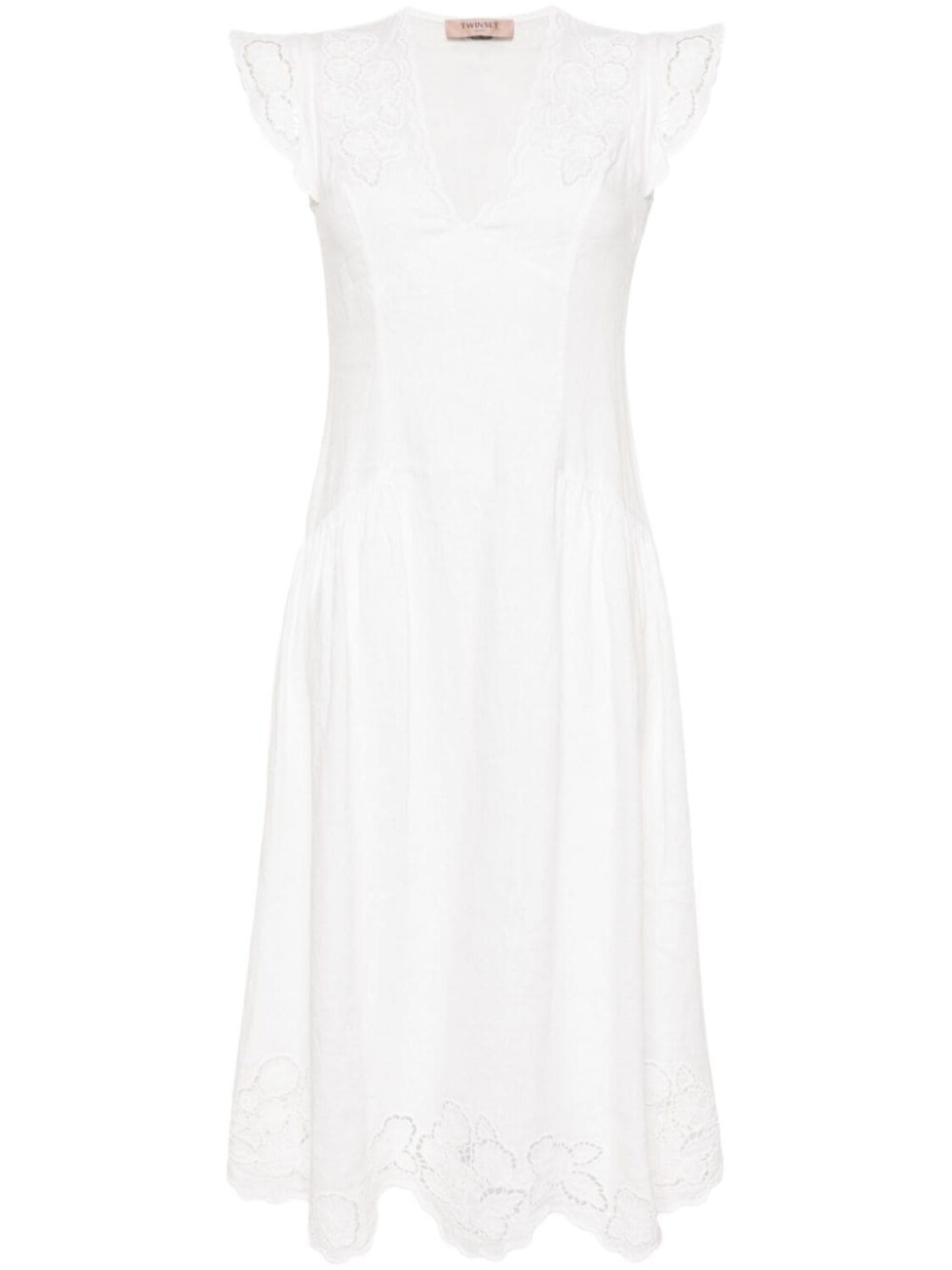 

TWINSET льняное платье миди Kleid, белый