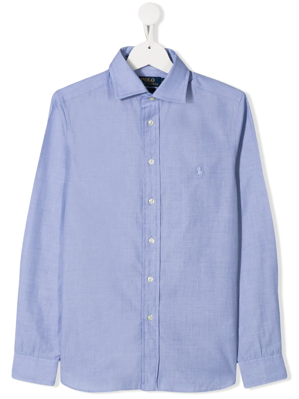 

Рубашка с вышитым логотипом POLO RALPH LAUREN KIDS, синий